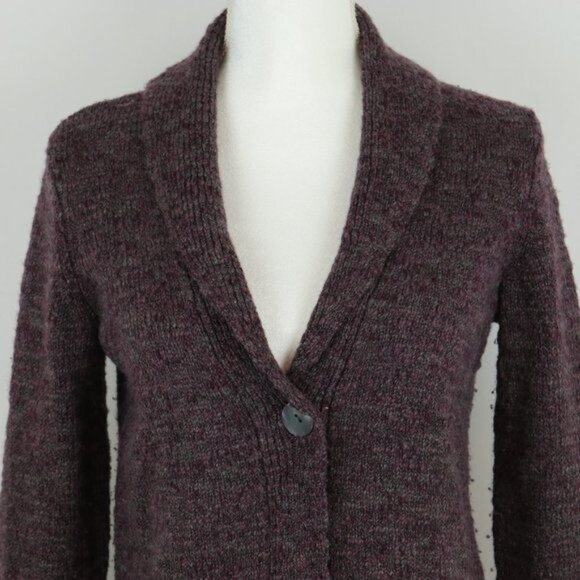 J. Jill Women's XS Purple Shawl Collar Wool & Alpaca Single Button Cardigan - Picture 2 of 8